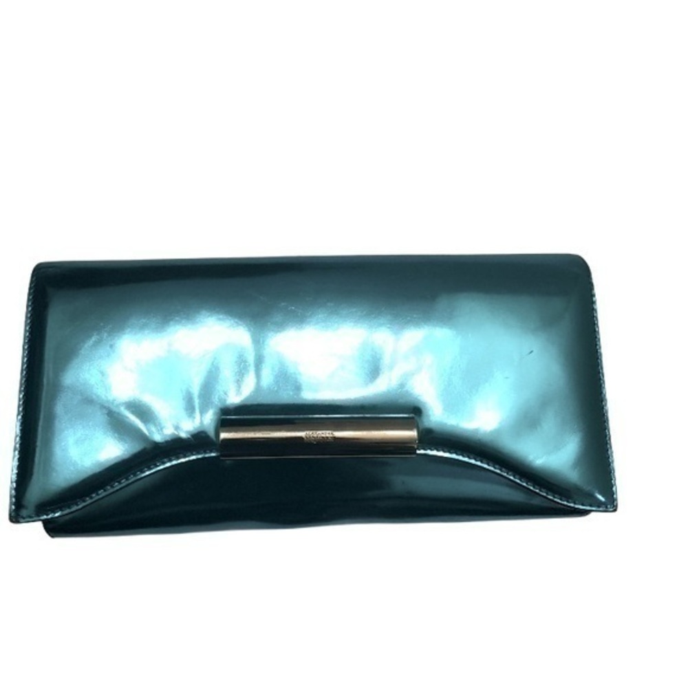 Alexander McQueen metallic blue clutch bag